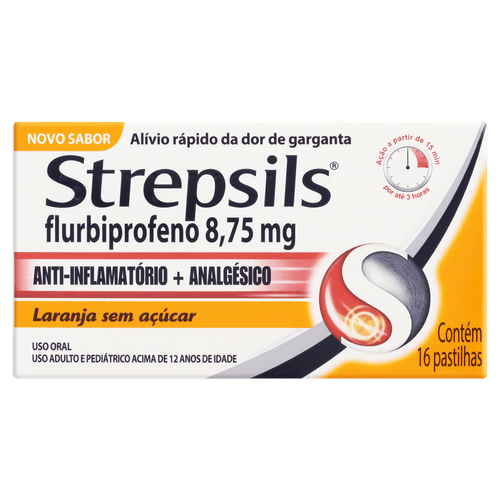 Pastilhas para Garganta Strepsils - Laranja - 16 unidades