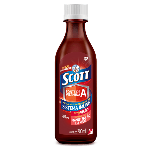 Emulsão Scott Suplemento Vitamínico Sabor Morango Frasco com 200ml