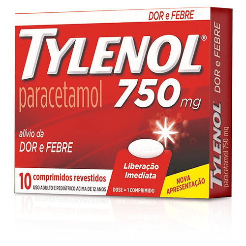 Tylenol 750mg - 10 comprimidos revestidos