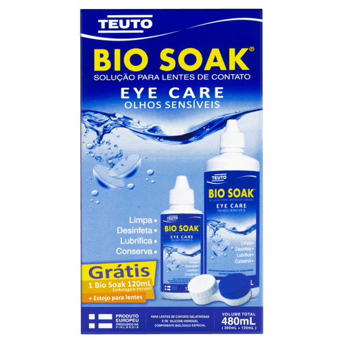 Kit Loção Lente Contato Bio Soak 360ml + 120ml + Est