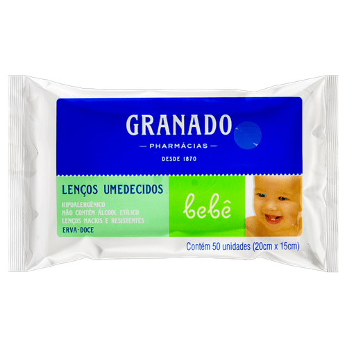 Lenço Umedecido Granado Bebê Erva Doce 50Un - Granado