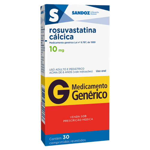 Rosuvastatina Cálcica 10mg Sandoz 30 Comprimidos Revestidos