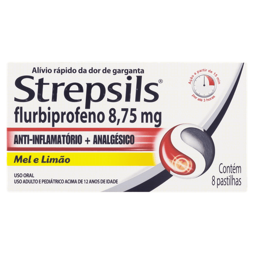 Pastilhas para Garganta Strepsils - Mel e Limão - 8 unidades