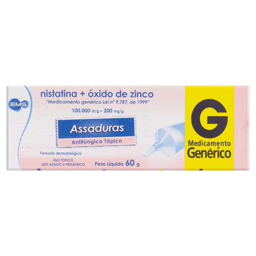 Nistatina + Óxido de Zinco - Pomada para Assaduras - EMS - 60g