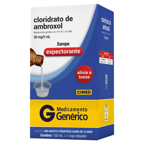 Cloridrato de Ambroxol  30mg/5ml - Xarope adulto - Genérico Cimed - 120ml