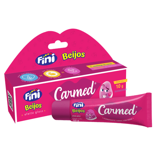 Hidratante Labial Carmed Fini Beijos Cor Rosa Efeito Gloss- 10g