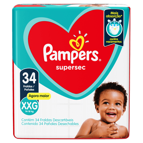 Fralda Descartável Infantil Pampers Supersec XXG 34 Unidades