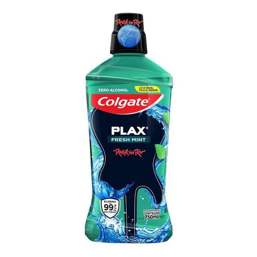 Enxaguante Bucal Zero Álcool Fresh Mint Colgate Plax Frasco Leve 750ml Pague 500ml