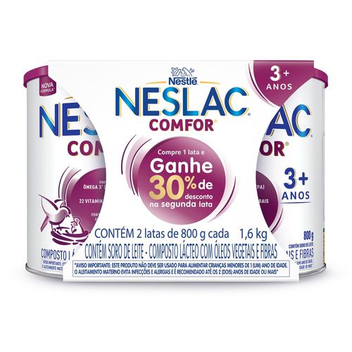 Kit Composto Lácteo Neslac Comfor Nestlé 3 a 5 anos  800g - 2 Unidades