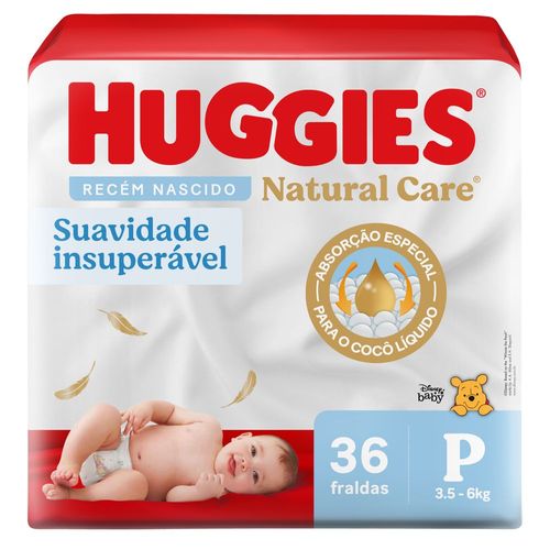 Fralda Descartável Recém-Nascido Huggies Natural Care P Pacote 36 Unidades