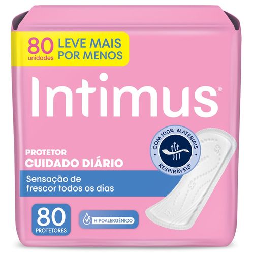 Protetor Diário sem Abas Respirável Intimus Cuidado Diário Pacote 80 Unidades Leve Mais Pague Menos