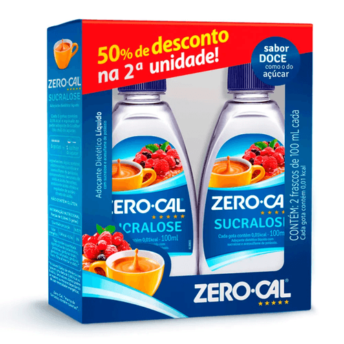 Kit Promocional Adoçante Líquido Zero-Cal Sucralose 2 unidades de 100ml