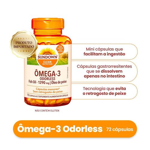 Suplemento Alimentar Sundown Ômega 3 Odorless - 72 Cápsulas