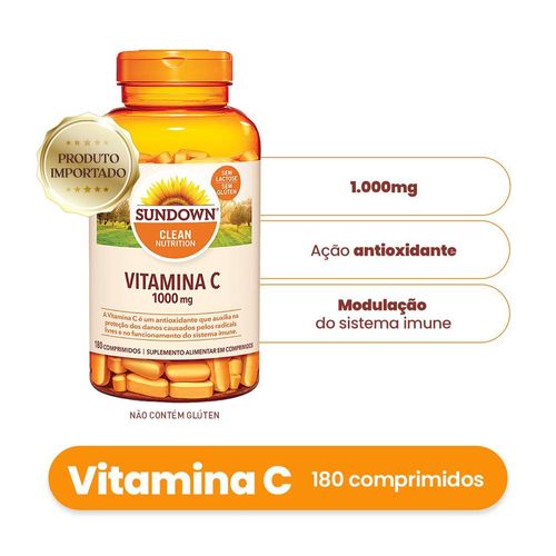 Suplemento Alimentar Sundown Vitamina C 1.000mg - 180 Comprimidos