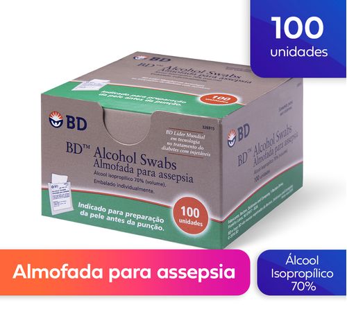 Almofada para Assepsia BD Alcohol Swabs - 100 Unidades