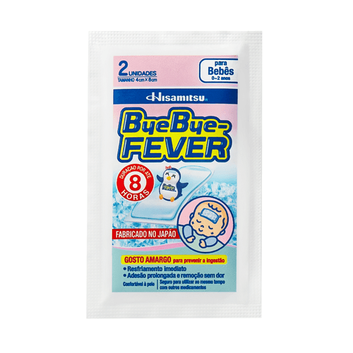Adesivo para Alívio da Febre Bye Bye Fever Bebês 0 a 2 Anos - 2 Unidades