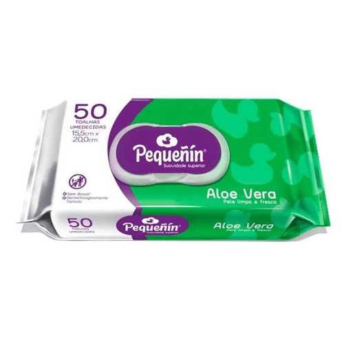 Toalha Umedecida Pequeñin Aloe Vera 50 Unidades