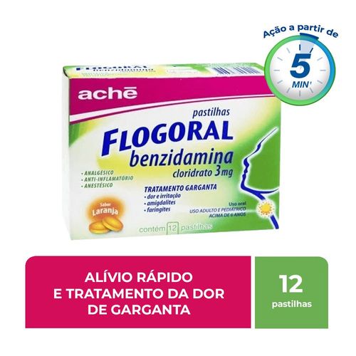 Pastilha Flogoral Laranja - 12 Unidades