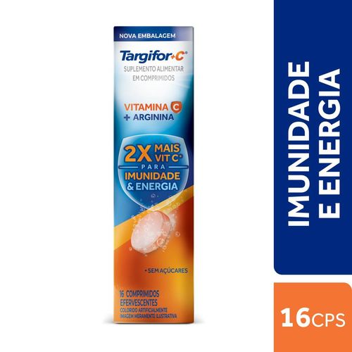 Targifor C  - Aspartato de Arginina 1g + Vitamina C 1g - 16 comprimidos efervescentes