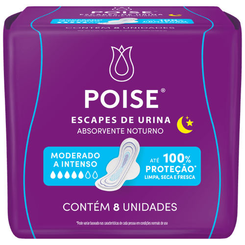 Absorvente com Abas para Escapes de Urina Poise Noturno - 8 Unidades