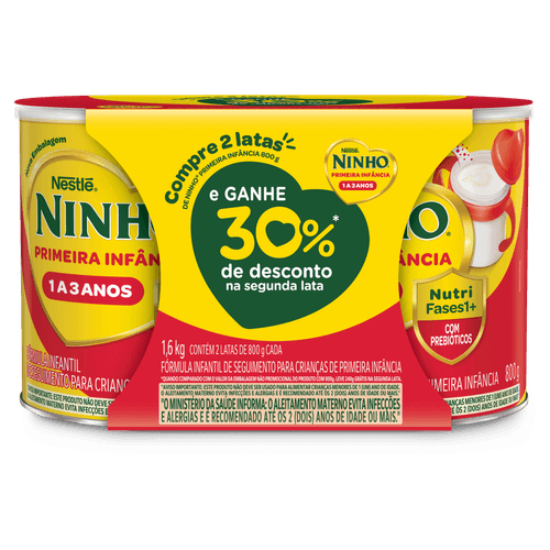 Fórmula Infantil Ninho Fases 1+ 2 Unidades de 800g Cada