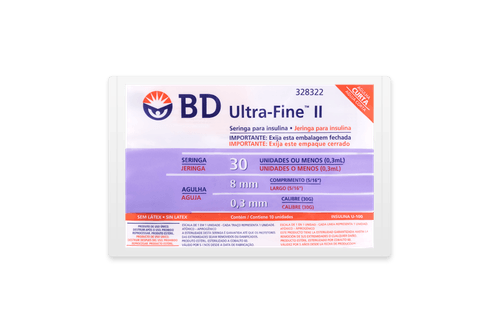 Seringa para Insulina BD Ultra-Fine com Agulha 8mm 30UI - 10 Unidades