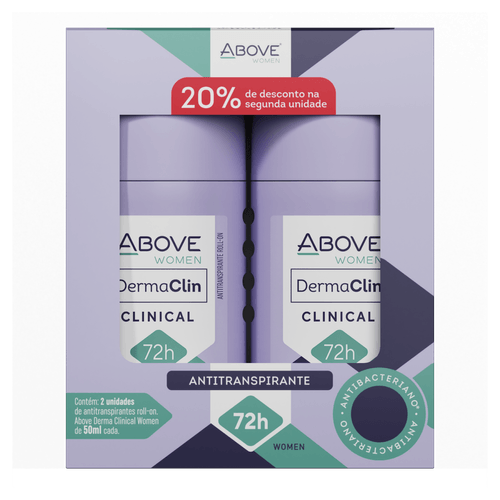 Desodorante  Roll-On 72h Above Women Derma Clinical 2 Unidades-50ml Cada