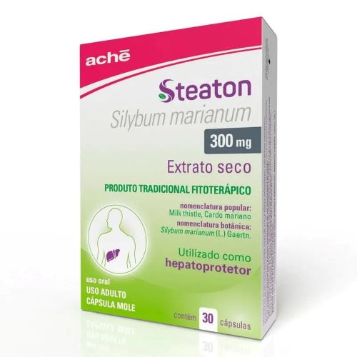 Suplemento Hepatoprotetor Steaton Silimarina Aché 300mg Cápsulas 30 Unidades