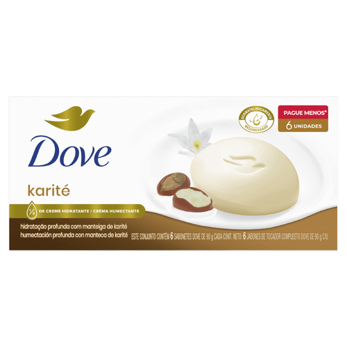 Pack Sabonete em Barra Karité Dove 90g -  6 Unidades
