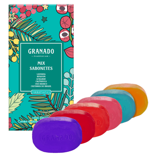 Kit Sabonete Barra de Glicerina Mix Sabonetes - 6 Unidades 90g Cada