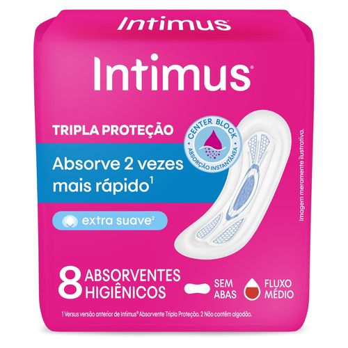 Absorvente Externo Intimus Tripla Proteção Suave sem Abas - 8 unidades