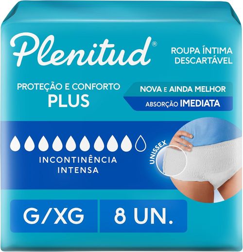 Roupa Íntima Descartável Unissex Plenitud Plus G/XG Pacote 8 Unidades