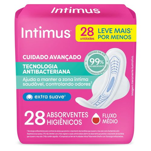 Absorvente Intimus® Tecnãologia Antibacteriana C/Abas - 28un