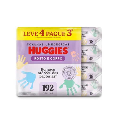 Lenço Umedecido Huggies Rosto e Corpo Limpeza Hipoalergênico 48 Un