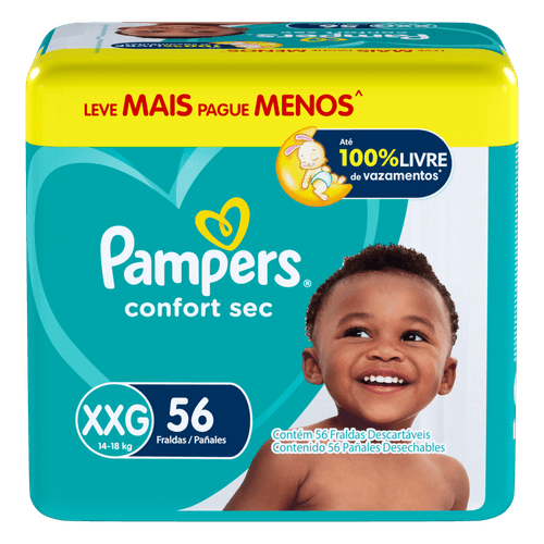 Fralda Pampers Confort Sec XXG 56 unidades