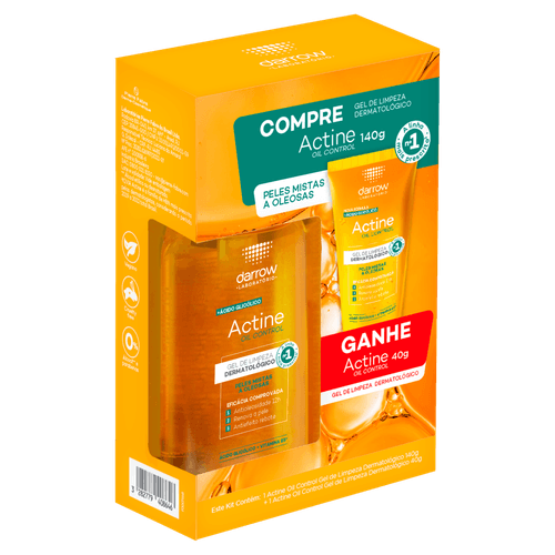Kit Gel de Limpeza Dermatológico Darrow Actine Oil Control 140g Grátis Actine Oil Control 40g