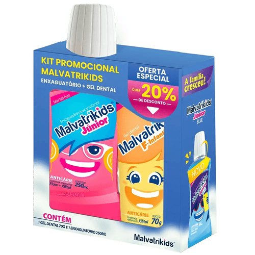 Kit Malvatrikids Enxaguante Bucal Junior 250ml + Gel Dental Infantil 70g