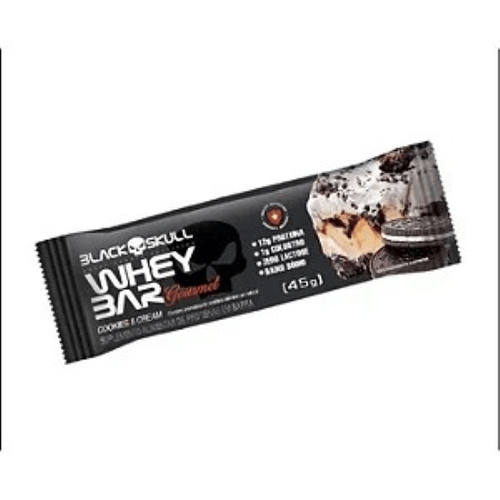 Barra de Proteína Cookies & Cream Zero Lactose Black Skull Whey Bar Gourmet - 45g