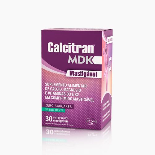 Suplemento Alimentar Calcitran MDK Menta - 30 Comprimidos Mastigáveis