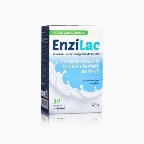 Suplemento Alimentar de Lactase 10.000 U.FCC Enzilac Baunilha - 30 Comprimidos Mastigáveis