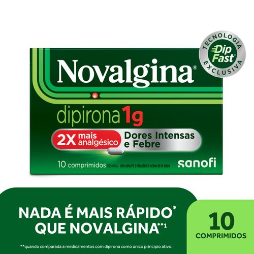 Novalgina 1g - Analgésico e Antitérmico - 10 comprimidos