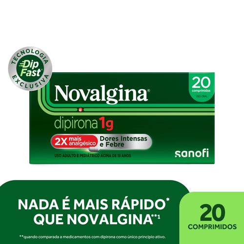 Novalgina 1g - Analgésico e Antitérmico - 20 comprimidos