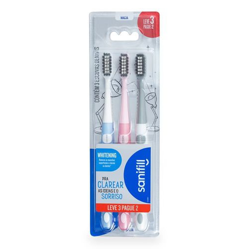 Escova de Dente Sanifill Whitening Leve 3 Pague – Cerdas Macias – Cores Sortidas