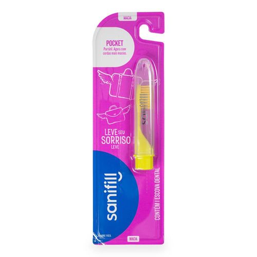 Escova de Dente Sanifill Pocket - Cerdas Macias – Cores sortidas