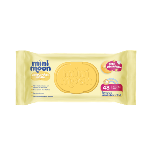 Lenço Umedecido Mini Moon sem Fragrância 48 Unidades