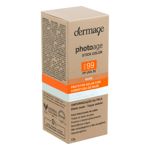 Protetor Solar Stick Color Base Nude FPS 99 FP UVA 35 Dermage Photoage - 12g
