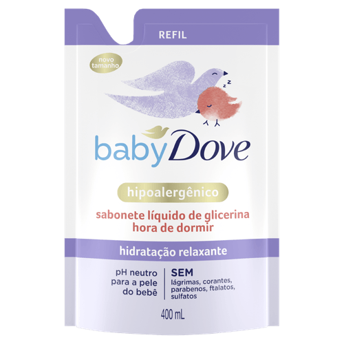 Sabonete líquido bebê Baby Dove 400ml Glicerina hipoalergênico pH neutro hidratação suave