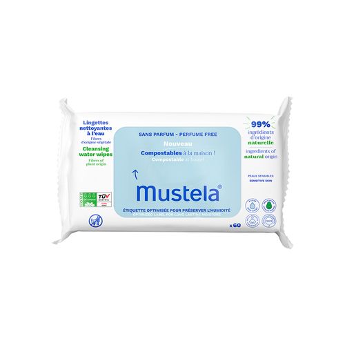 Toalha Umedecida Mustela Compostáveis Sem Perfume - 60 Unidades