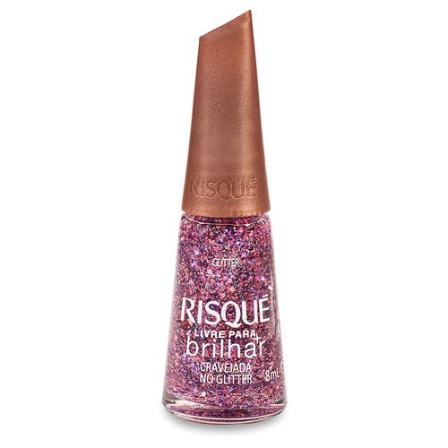 Esmalte Risque Livre para Brilhar Glitter Rosa Cravejada - 8ml