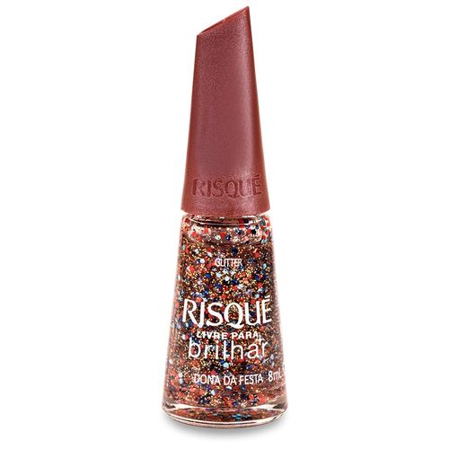 Esmalte Risque Livre para Brilhar Glitter Laranja e Azul Dona da Festa - 8ml